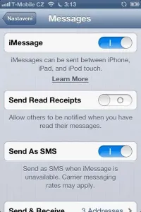 Messages - zde je UI pouze v angličtině