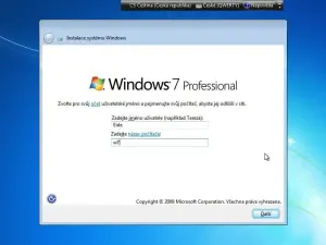 Instalace Windows - název w7